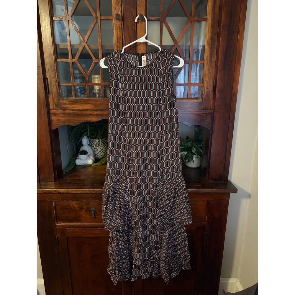 Marni Geometric Print Tiered Midi Dress Made in Italy Size 40